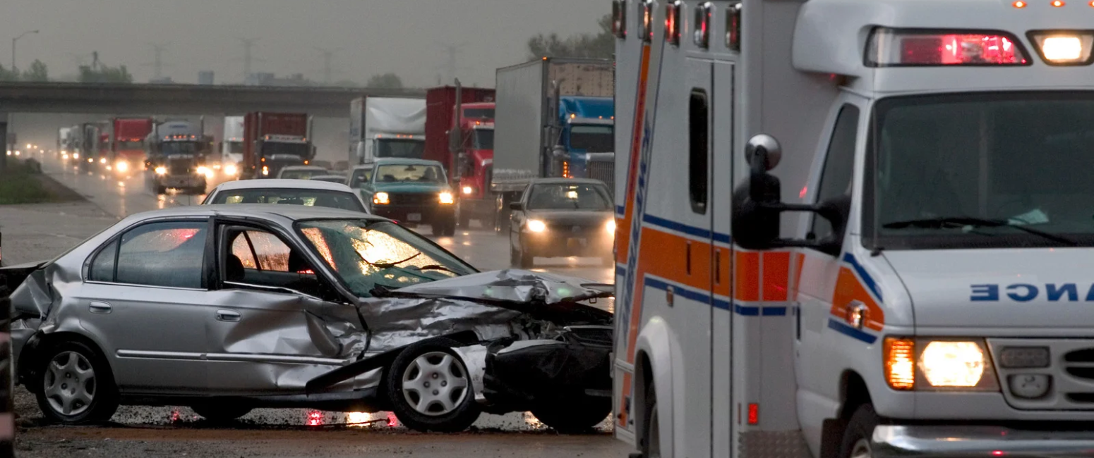 Car crash and ambulance